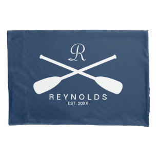 Nautical rowing oars custom family name monogram pillow case