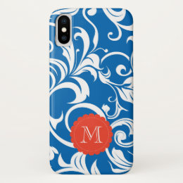 Nautical Royal Blue Wallpaper Custom Monogram iPhone X Case