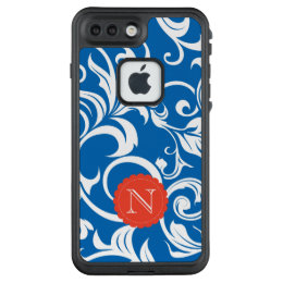 Nautical Royal Blue Wallpaper Swirl Monogram LifeProof FRĒ iPhone 7 Plus Case