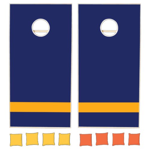 Nautical Royal Navy Blue Bold Yellow Bottom Stripe Cornhole Set