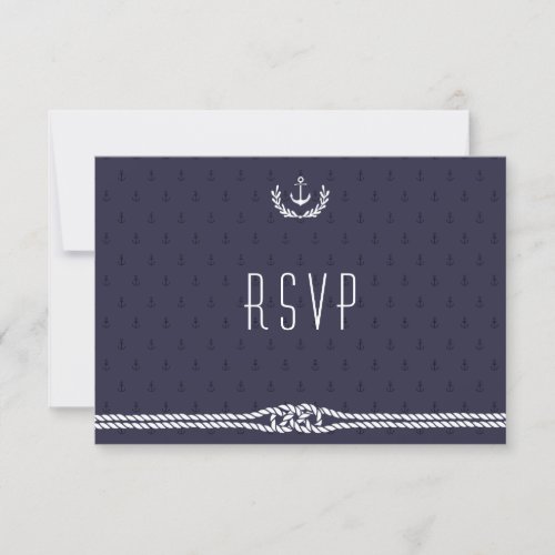 Nautical RSVP Cards For Wedding Blue Anchors