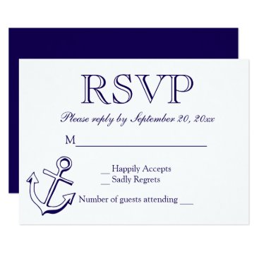 Nautical RSVP Navy Blue Anchor Wedding Party Card Nautical RSVP Navy Blue Anchor Wedding Party Card