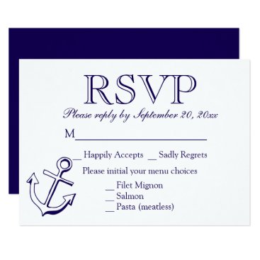 Nautical RSVP Navy Blue Anchor Wedding Party Card Nautical RSVP Navy Blue Anchor Wedding Party Card
