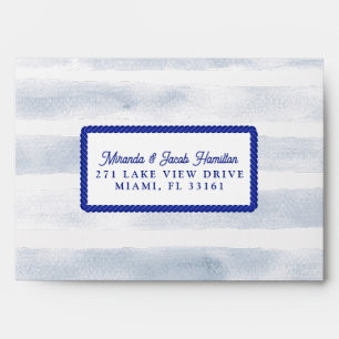 Nautical RSVP White Blue Hydrangea Watercolor Envelope