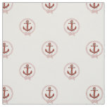 Nautical rust red anchor/red seaman knot fabric