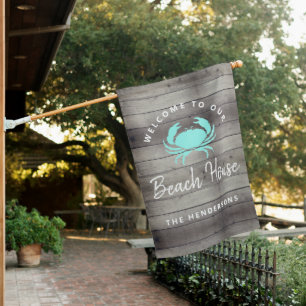Nautical Rustic Beach House Family Personalized Flag