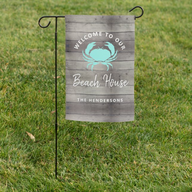 Nautical Rustic Beach House Family Personalized Garden Flag (In SItu)