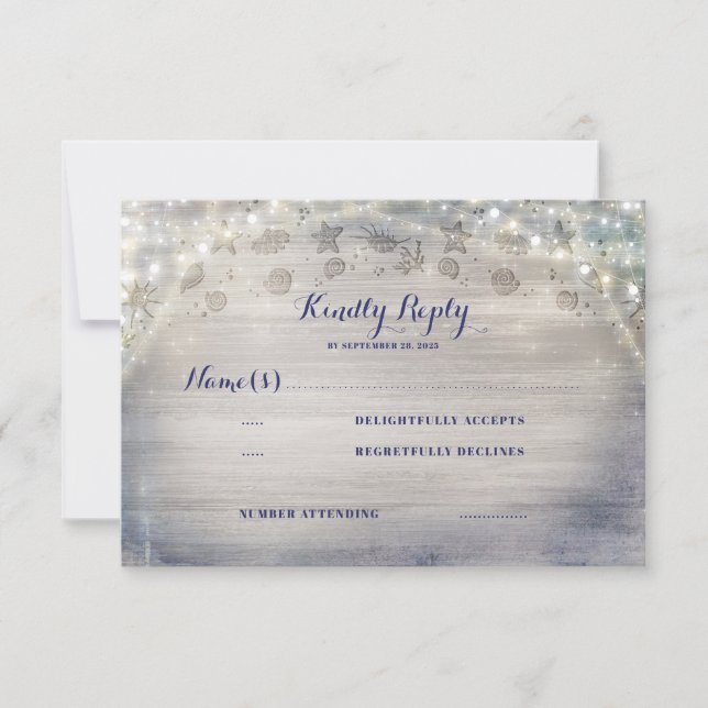 Nautical Rustic Horizontal Wedding RSVP Card (Front)