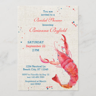 Nautical Rustic Lobster Bridal Shower Invitation