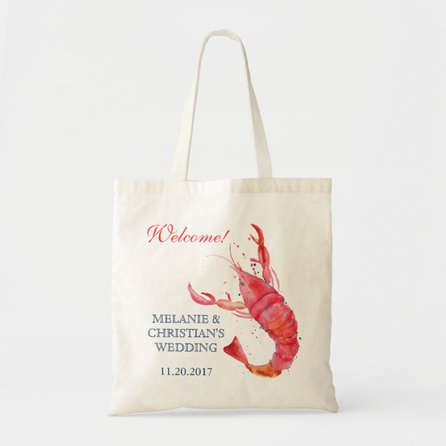 Nautical Rustic Lobster Wedding Canvas Tote (Front)