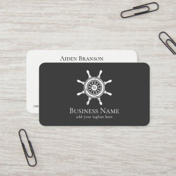 Nautical Rustic Ship Wheel Boat Captain Boating Business Card by sunnymars at Zazzle