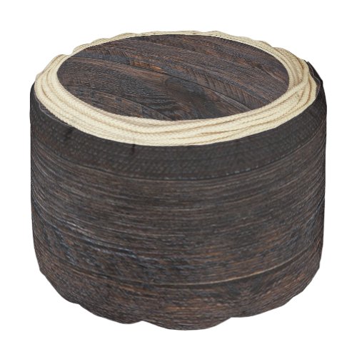 Nautical Rustic Wood Tone Rope  Pouf
