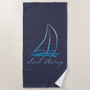Nautical Sail Away Beach Towel