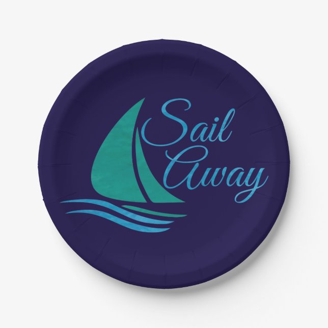 Nautical Sail Away Paper Plates (Front)