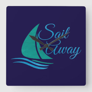 Nautical Sail Away Square Wall Clock