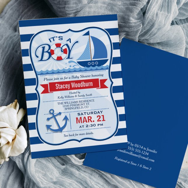 Nautical Sail Boat Baby Shower Invitation (Creator Uploaded)