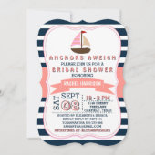 Nautical Sail Boat Beach Bridal Shower Invitations (Front)