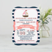 Nautical Sail Boat Beach Bridal Shower Invitations (Standing Front)