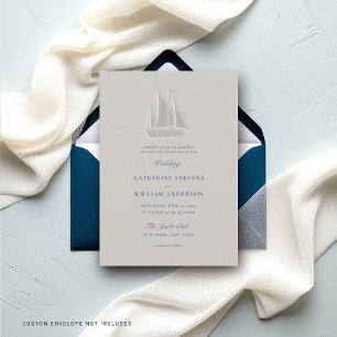 Nautical Sail Boat Formal Modern Classic Wedding Invitation