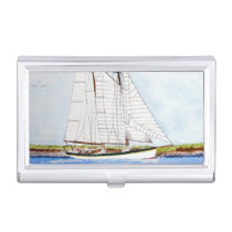 Nautical Sail Boat Sea Ocean Business Card Hold Case