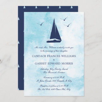 Nautical Sail Boat Wedding Invitation