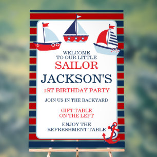 Nautical Sail Boats 1st Birthday Welcome Sign