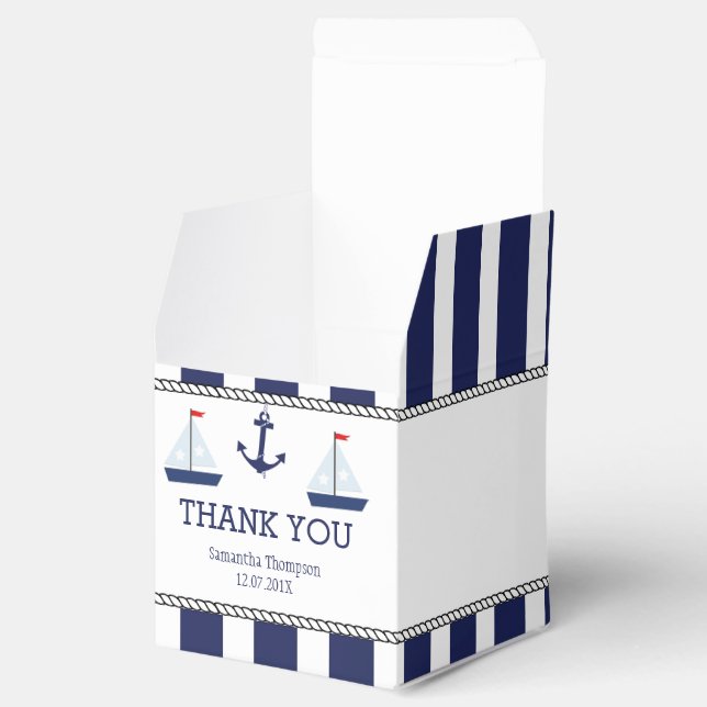 Nautical Sail Boats Baby Shower Favor Box (Opened)