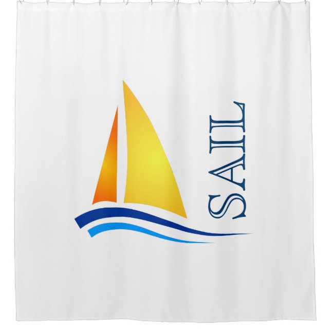 Nautical Sail Colorful Modern Shower Curtain (Front)
