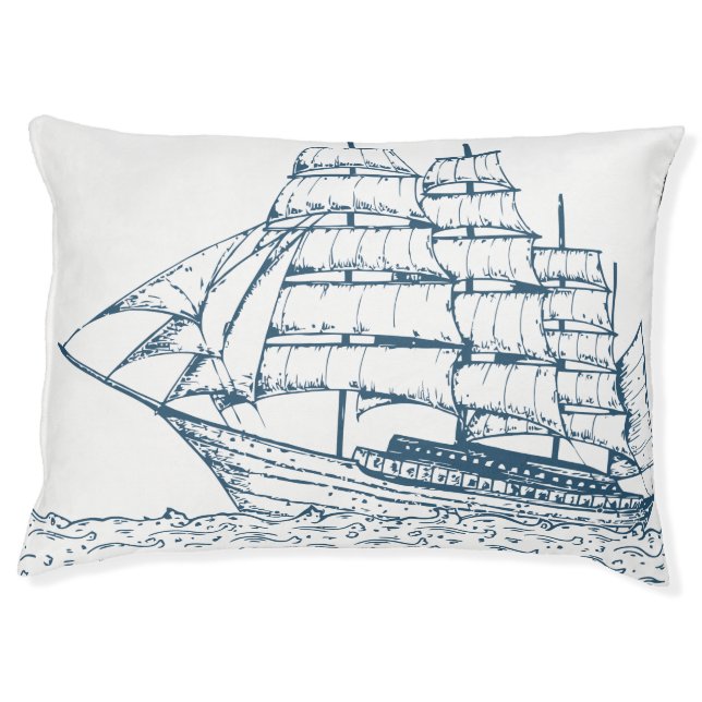 Nautical sail ship pet bed (Front)