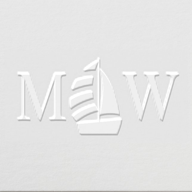 Nautical Sailboat #2 Couple Wedding 2 Initial Embosser (Design)