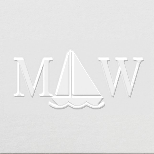 Nautical Sailboat #4 Couple Wedding 2 Initial Embosser (Design)