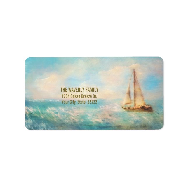 Nautical Sailboat Add Your Name Return Address Label (Front)