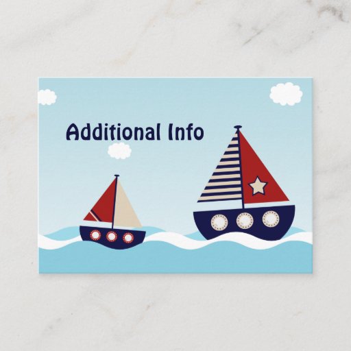 Customizable Nautical Sailboat Additional Info Insert Card Business Card Templates
