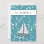 Nautical Sailboat and Swirling Water Baby Shower Invitation (Front)
