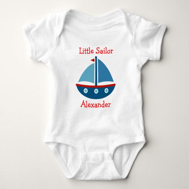 Nautical sailboat baby bodysuit for little sailor (Front)