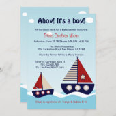 Nautical Sailboat Baby Boy Baby Shower Invitation (Front/Back)