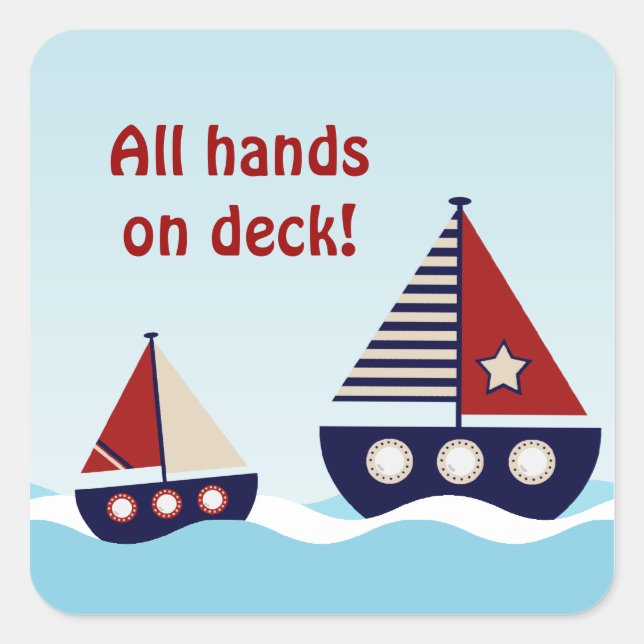 Nautical Sailboat Baby Boy Baby Shower Sticker (Front)