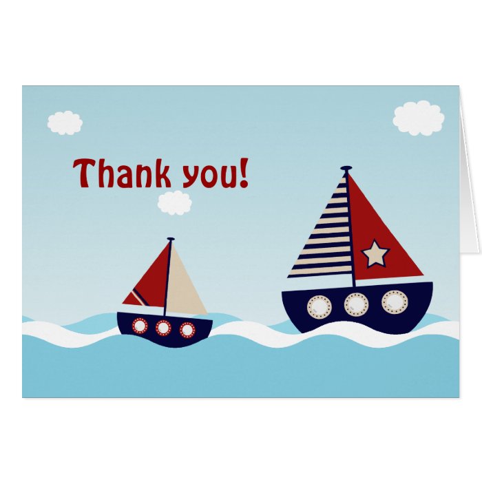 Nautical Sailboat Baby Boy Baby Shower Thank You Card