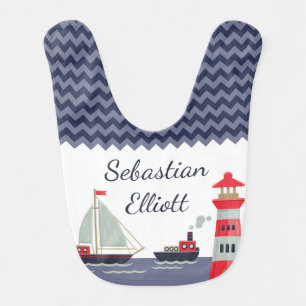 Nautical Sailboat Baby Boy Personalized Gift Bib