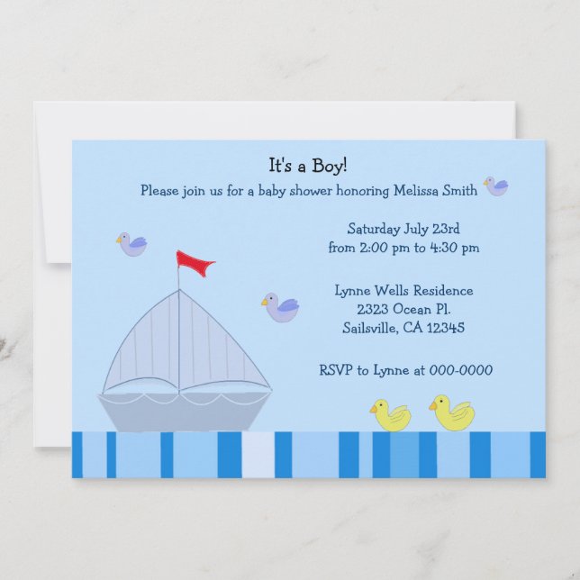 Nautical Sailboat Baby Boy Shower Invitation (Front)