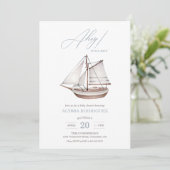 Nautical Sailboat Baby Shower Ahoy Boy's Invitation (Standing Front)