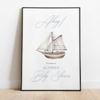 Nautical Sailboat Baby Shower Ahoy Welcome Sign