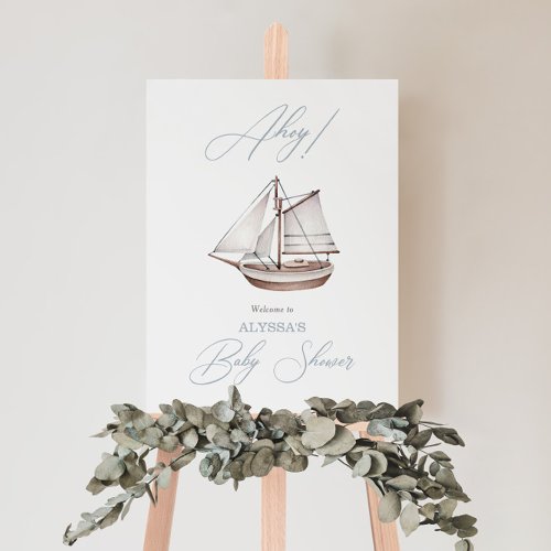 Nautical Sailboat Baby Shower Ahoy Welcome Sign