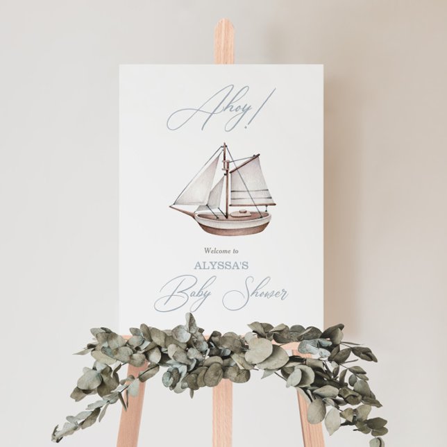 Nautical Sailboat Baby Shower Ahoy Welcome Sign (Creator Uploaded)