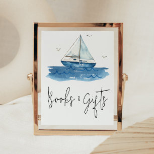 Nautical Sailboat Baby Shower Books and Gifts Poster