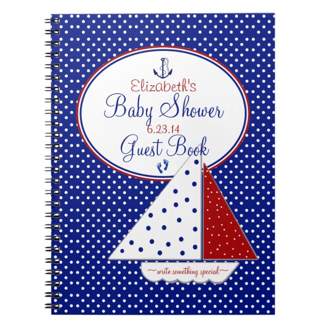 Nautical Sailboat Baby Shower Guest Book / (Front)