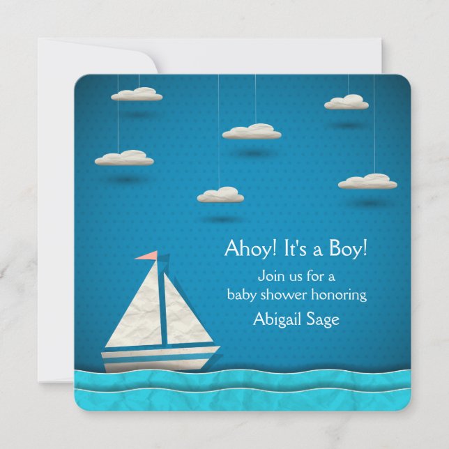 Nautical Sailboat Baby Shower Invitation ~ Boys (Front)