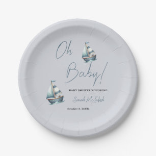 Nautical Sailboat Baby Shower Invitation Paper Plates