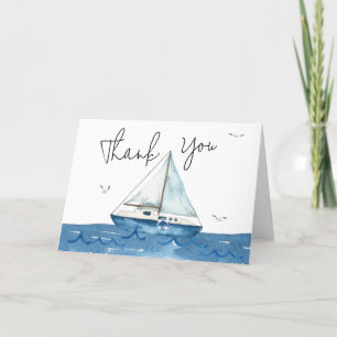 Nautical Sailboat Baby Shower Letterpress Thank You Card