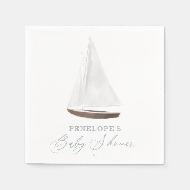 Nautical Sailboat Baby Shower Napkins (Front)